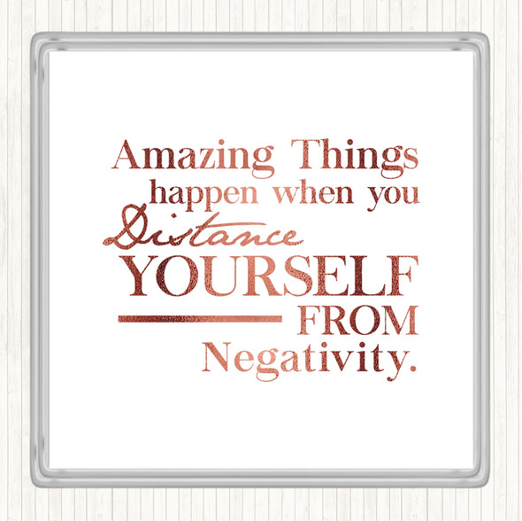 Rose Gold Distance Yourself From Negativity Quote Drinks Mat Coaster