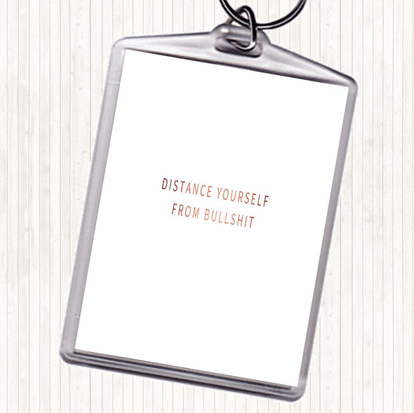 Rose Gold Distance Yourself Quote Bag Tag Keychain Keyring