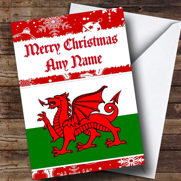 Welsh Flag Personalised Christmas Card