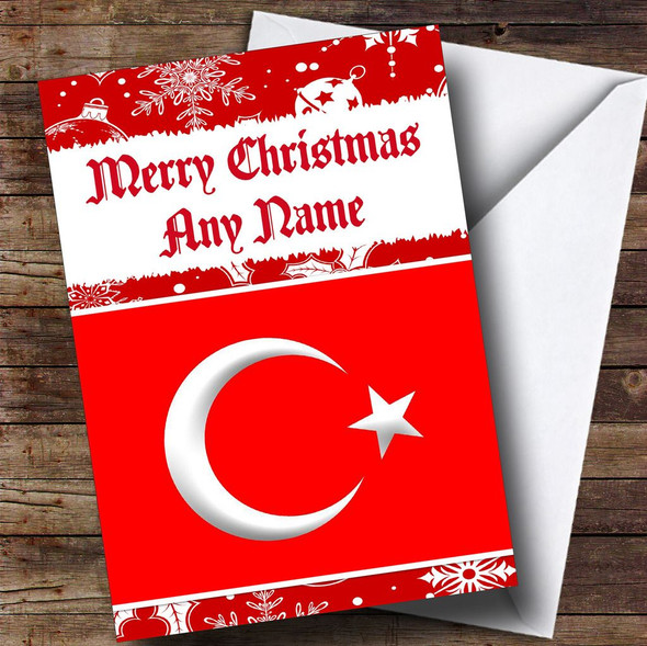 Turkish Flag / Turkey Personalised Christmas Card