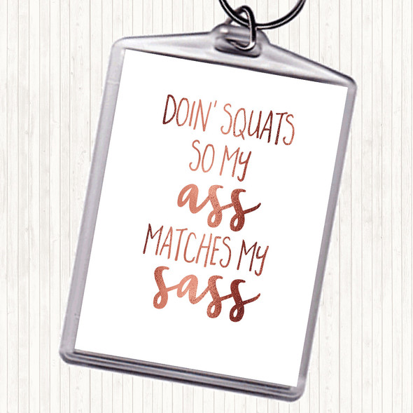 Rose Gold Doin Squats Quote Bag Tag Keychain Keyring