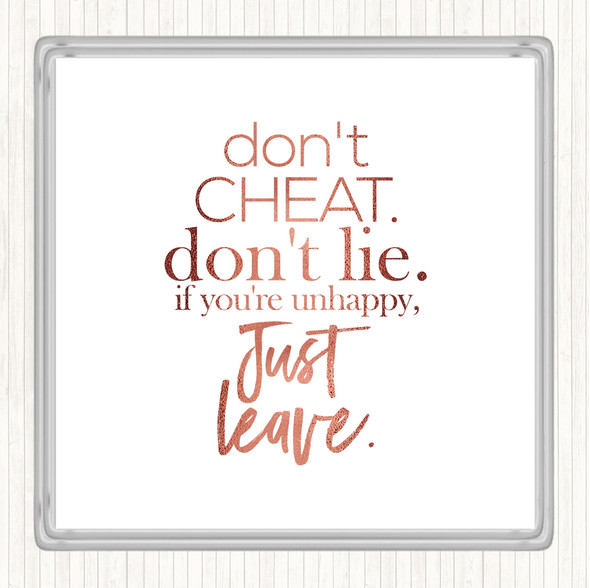 Rose Gold Don't Cheat Quote Drinks Mat Coaster