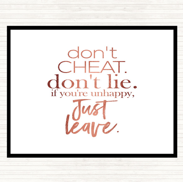 Rose Gold Don't Cheat Quote Dinner Table Placemat