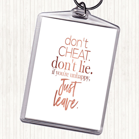 Rose Gold Don't Cheat Quote Bag Tag Keychain Keyring