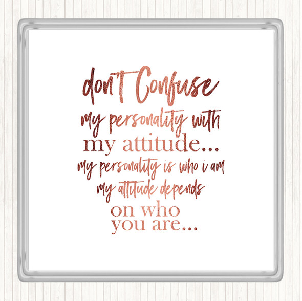 Rose Gold Don't Confuse Quote Drinks Mat Coaster