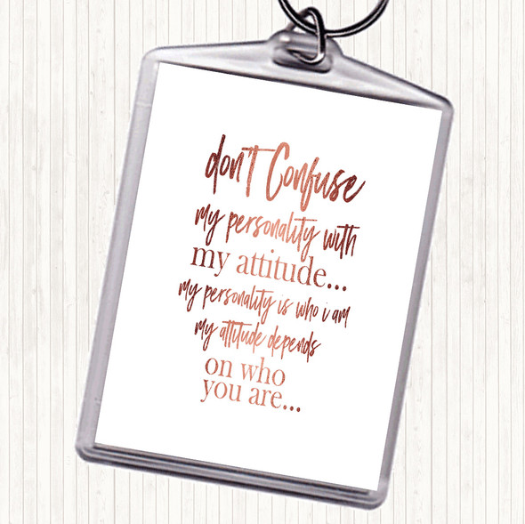 Rose Gold Don't Confuse Quote Bag Tag Keychain Keyring