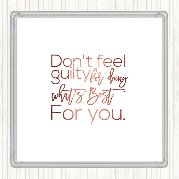 Rose Gold Don't Feel Guilty Quote Drinks Mat Coaster