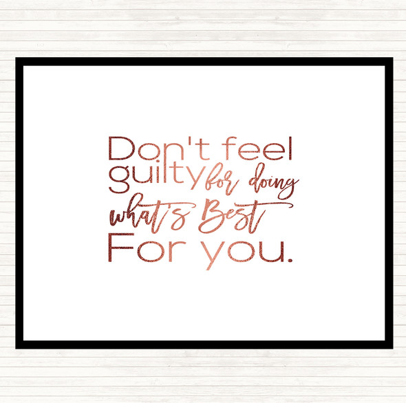 Rose Gold Don't Feel Guilty Quote Mouse Mat Pad