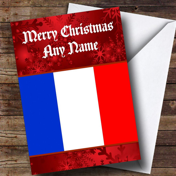 French Flag / France Personalised Christmas Card