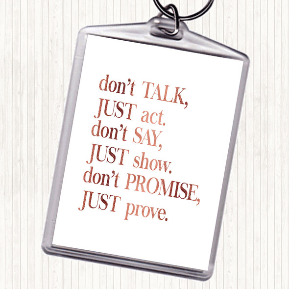 Rose Gold Don't Talk Quote Bag Tag Keychain Keyring