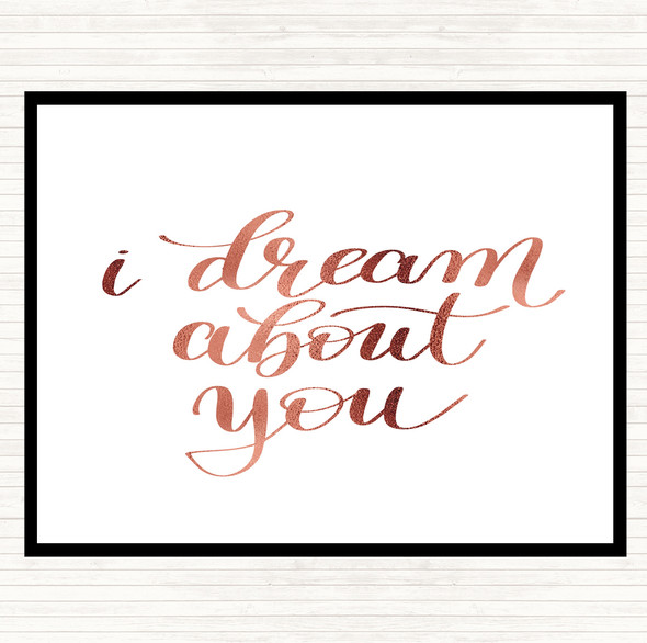 Rose Gold Dream About You Quote Mouse Mat Pad