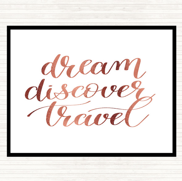 Rose Gold Dream Discover Travel Quote Mouse Mat Pad