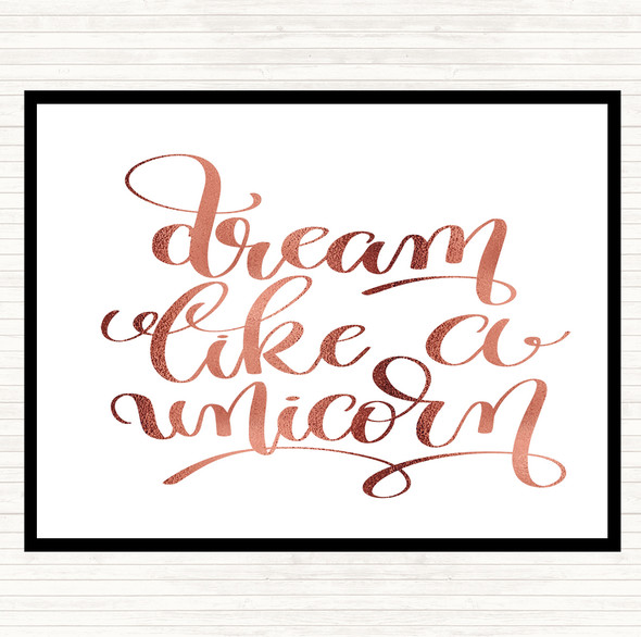 Rose Gold Dream Like A Unicorn Quote Mouse Mat Pad