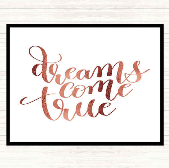 Rose Gold Dreams Come True Quote Mouse Mat Pad