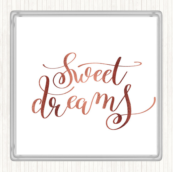 Rose Gold Dreams Quote Drinks Mat Coaster