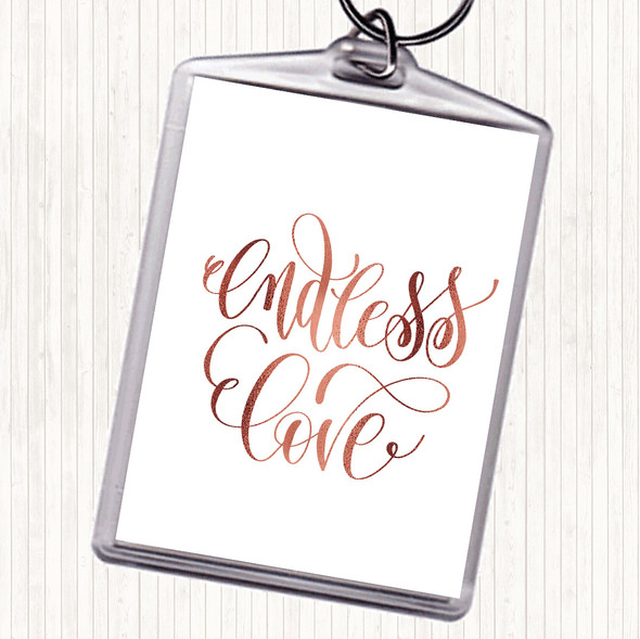 Rose Gold Endless Love Quote Bag Tag Keychain Keyring