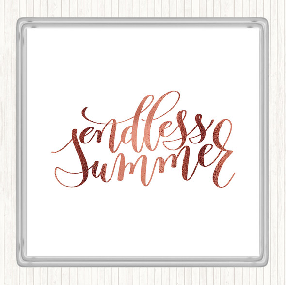 Rose Gold Endless Summer Quote Drinks Mat Coaster