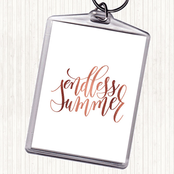 Rose Gold Endless Summer Quote Bag Tag Keychain Keyring