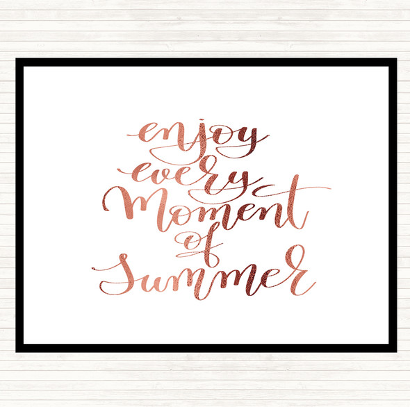 Rose Gold Enjoy Summer Moment Quote Mouse Mat Pad