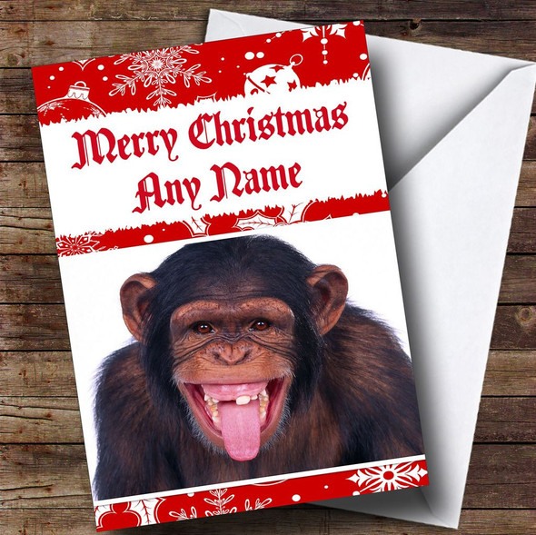 Toothless Monkey Funny Personalised Christmas Card