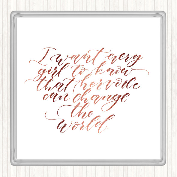 Rose Gold Every Girl Quote Drinks Mat Coaster