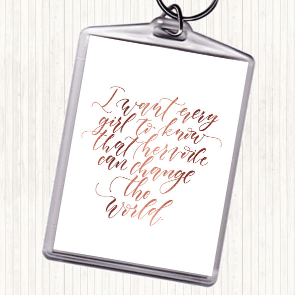 Rose Gold Every Girl Quote Bag Tag Keychain Keyring