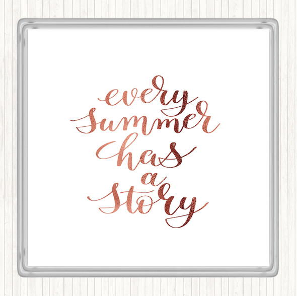 Rose Gold Every Summer Story Quote Drinks Mat Coaster