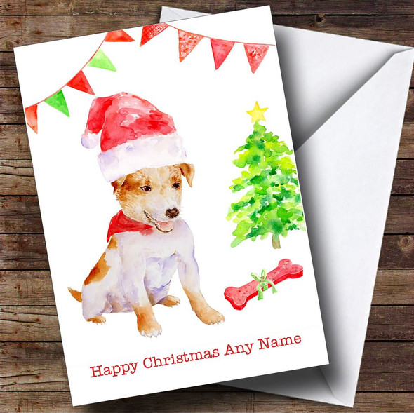 Sweet Watercolour Dog Personalised Christmas Card