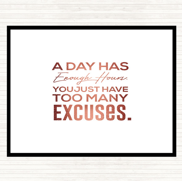 Rose Gold Excuses Quote Mouse Mat Pad