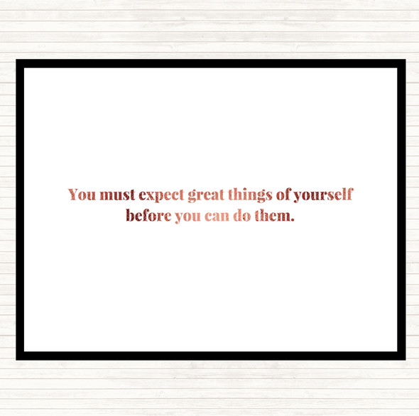 Rose Gold Expect Great Things Quote Mouse Mat Pad