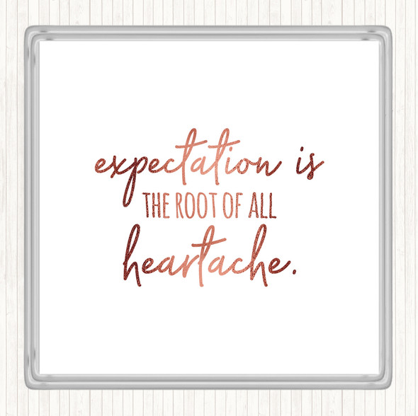 Rose Gold Expectation Quote Drinks Mat Coaster