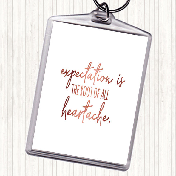 Rose Gold Expectation Quote Bag Tag Keychain Keyring