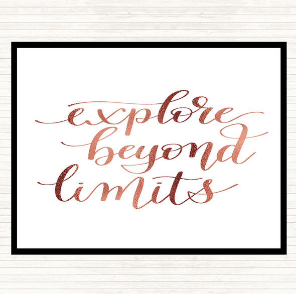 Rose Gold Explore Beyond Limits Quote Mouse Mat Pad