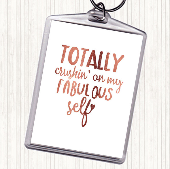Rose Gold Fabulous Self Quote Bag Tag Keychain Keyring