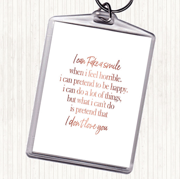 Rose Gold Fake A Smile Quote Bag Tag Keychain Keyring