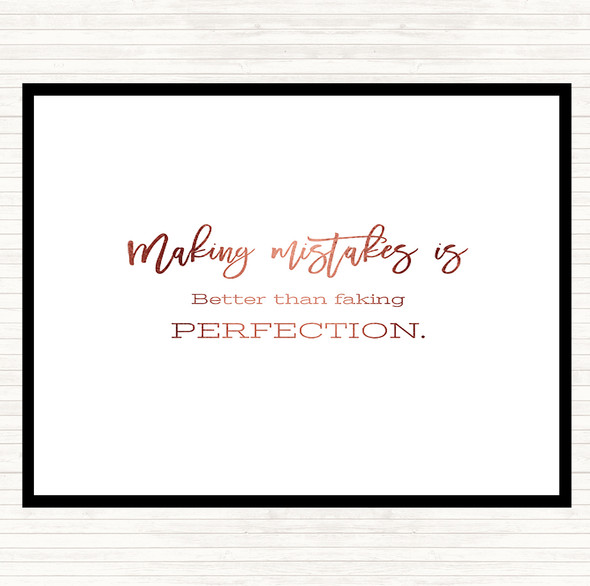 Rose Gold Faking Perfection Quote Mouse Mat Pad