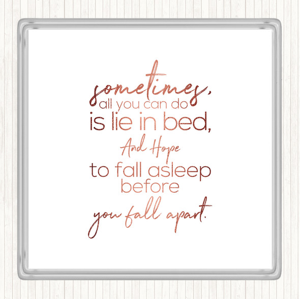 Rose Gold Fall Apart Quote Drinks Mat Coaster