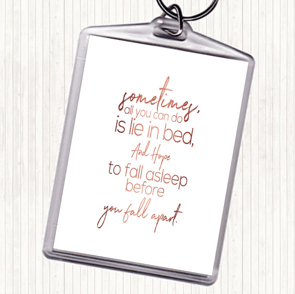 Rose Gold Fall Apart Quote Bag Tag Keychain Keyring