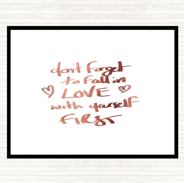 Rose Gold Fall In Love With Yourself Quote Mouse Mat Pad
