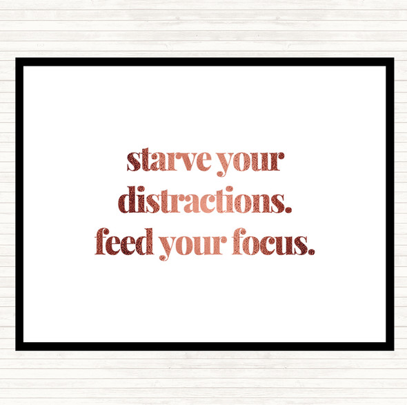 Rose Gold Feed Your Focus Quote Mouse Mat Pad