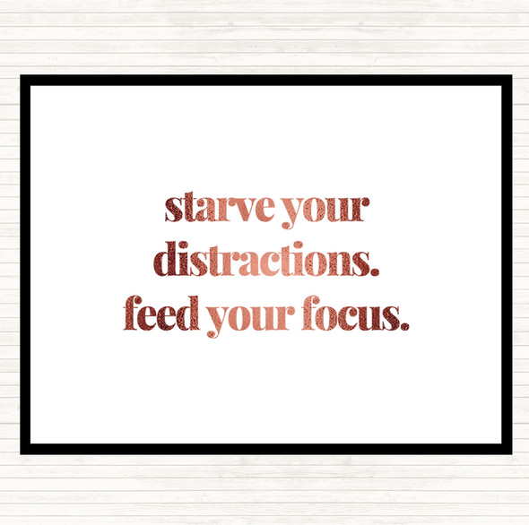 Rose Gold Feed Your Focus Quote Dinner Table Placemat