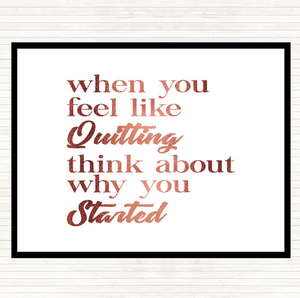 Rose Gold Feel Like Quitting Quote Mouse Mat Pad