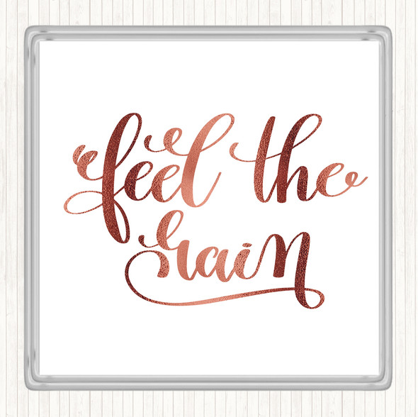 Rose Gold Feel The Gain Quote Drinks Mat Coaster