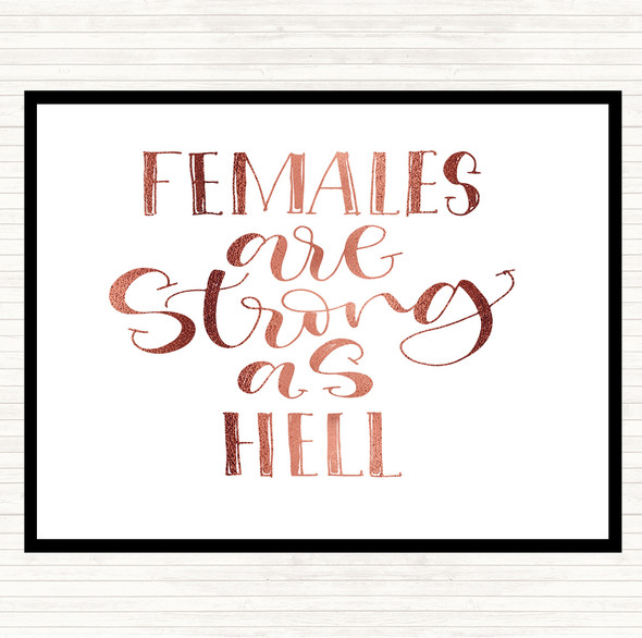 Rose Gold Female Strong As Hell Quote Mouse Mat Pad