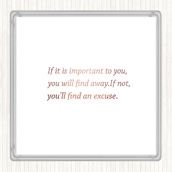 Rose Gold Find A Way Quote Drinks Mat Coaster