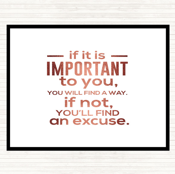 Rose Gold Find An Excuse Quote Dinner Table Placemat