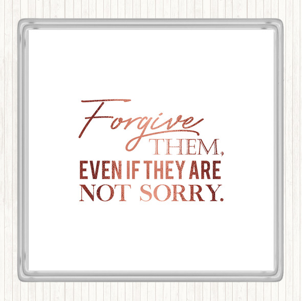 Rose Gold Forgive Them Quote Drinks Mat Coaster