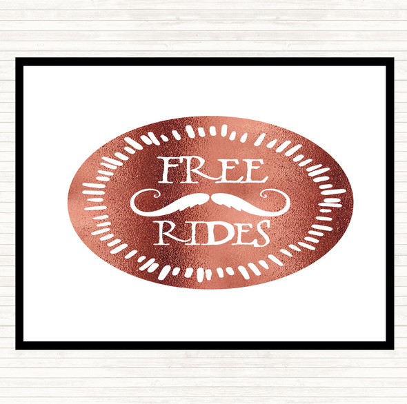 Rose Gold Free Rides Mustache Quote Dinner Table Placemat