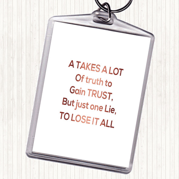 Rose Gold Gain Trust Quote Bag Tag Keychain Keyring