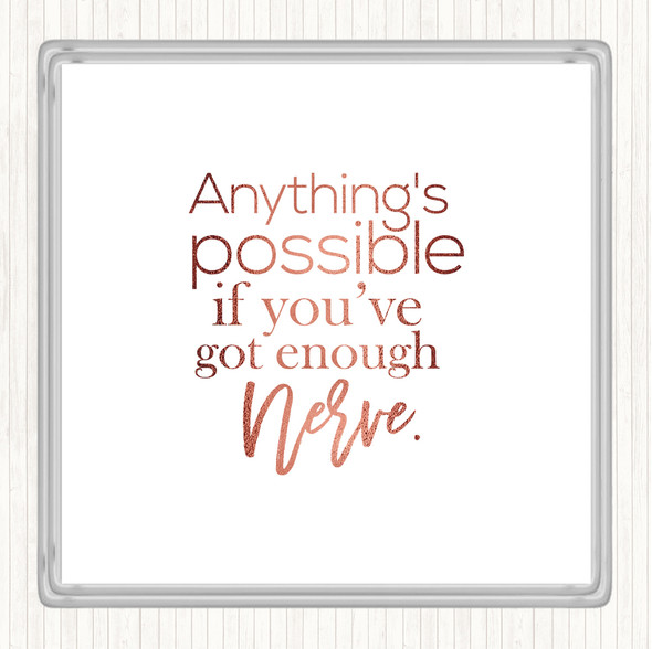 Rose Gold Anything's Possible Quote Drinks Mat Coaster